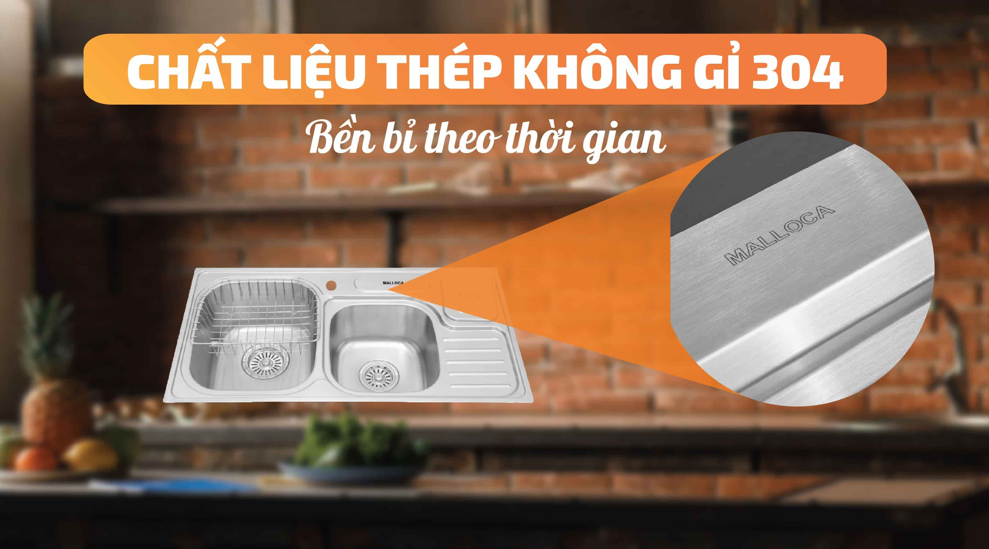 Chậu rửa chén Malloca MS 1024 - Chất liệu thép không gỉ